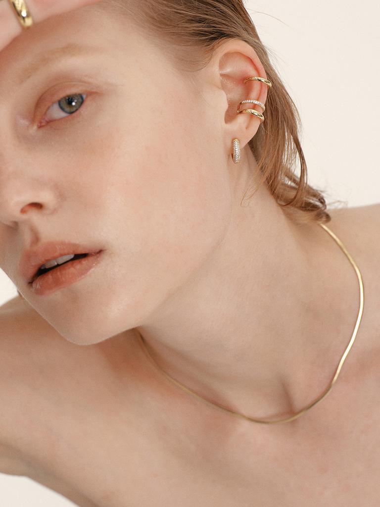 Серьги Lunne Серебро 925 Покрытие Edge Glow Паве One-Touch #Lse93