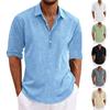 Мужская летняя однотонная рубашка большого размера с лацканами