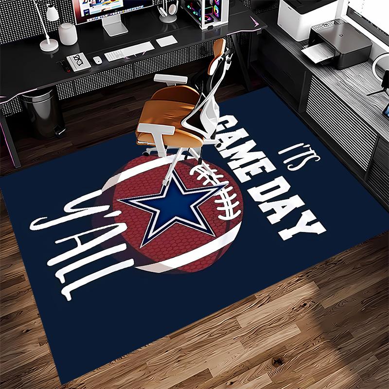 Dallas Cowboys Print Area Rug - Soft, Washable Non-Slip Indoor Mat for Office Chairs, Living Room, Home Office Decorative Rug