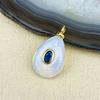 Vintage Water Droplet Natural Stone Inlaid Zircon Pendant Teardrop Opal Red Quartz Charm  for Men and Women's Jewelry