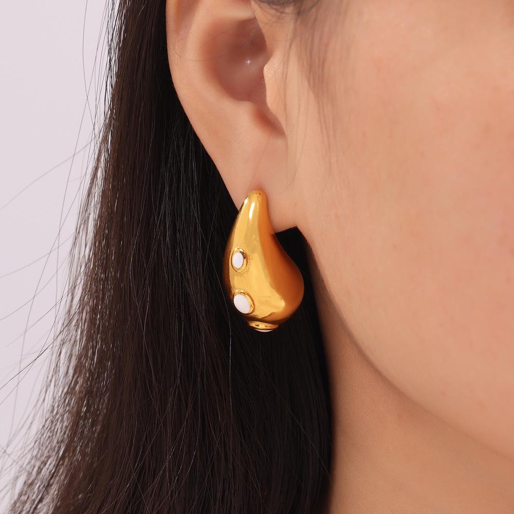 Европейские и американские модные титановые серьги-капли эмали - Нишевый полый дизайн