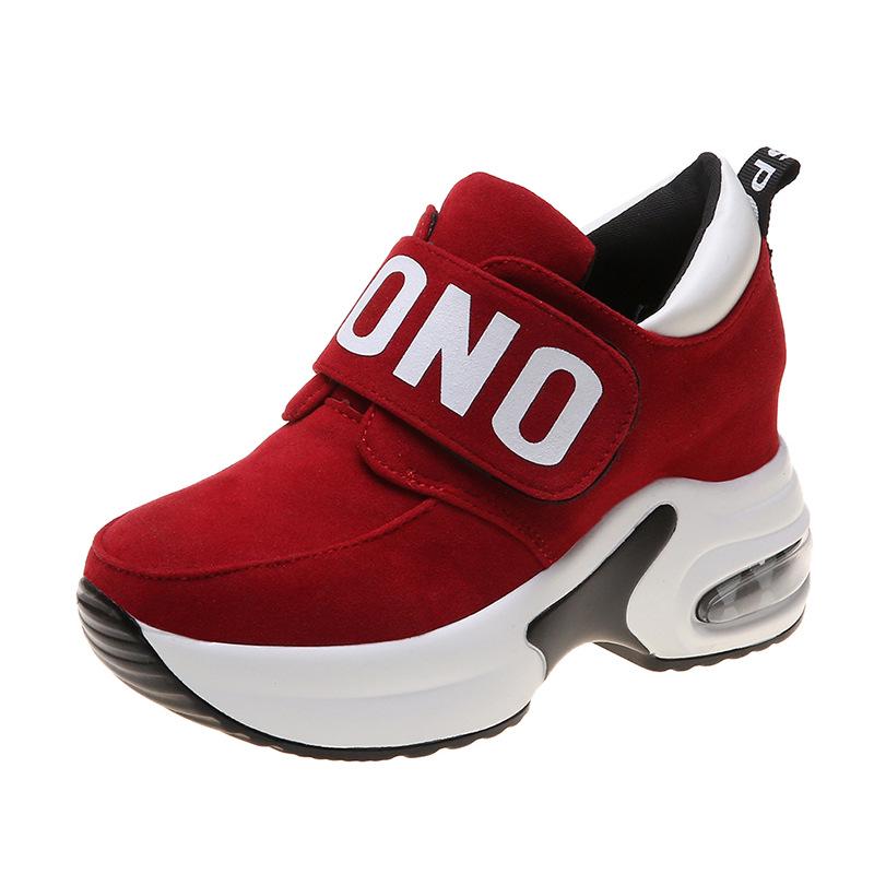 New thick-soled muffin shoes, student casual shoes, autumn single shoes, Velcro inner height increase