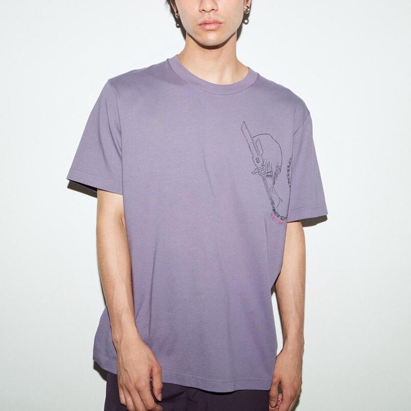 Uniqlo X Серия Коллабораций Jujutsu Kaisen Футболка унисекс с коротким рукавом, круглым вырезом и графическим принтом, светло-фиолетовый 467848-73