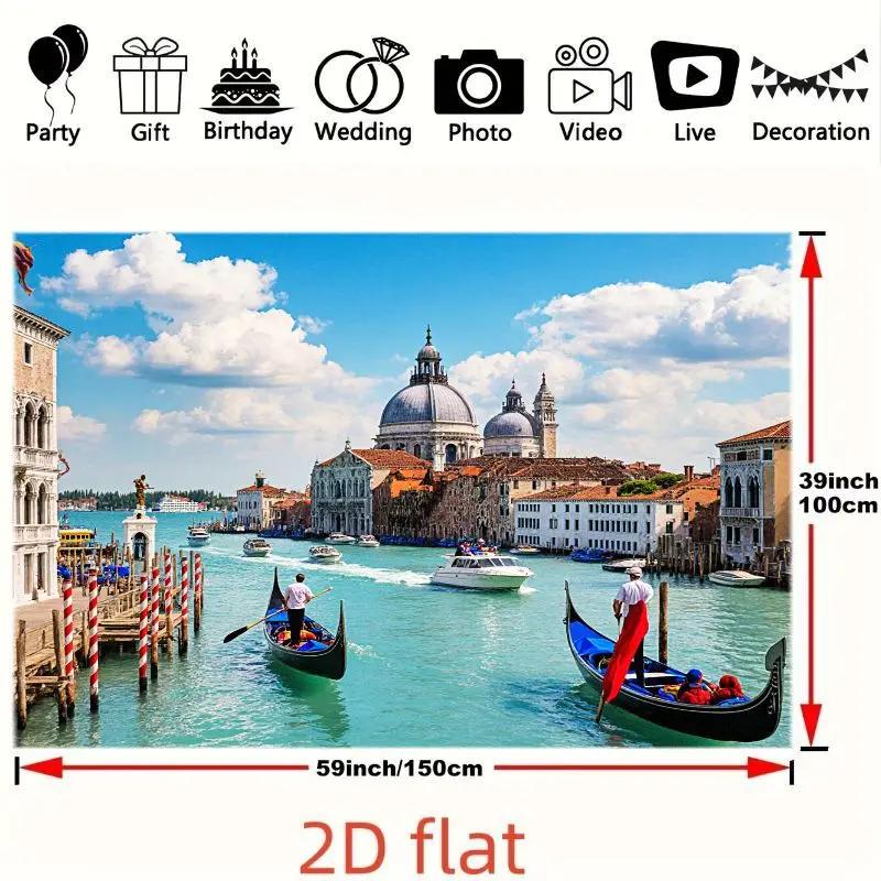 2D flat design 1 piece showcases the charming canal scenery of Venice suitable for weddings parties and other occasions