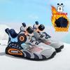 Babu Dou Boys' Double-Layer Cotton Winter Sports Shoes - 2025 Velvet-Lined Warm Sneakers for Middle and Large Children.