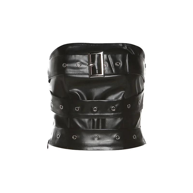 Classic Retro Matte Black Mysterious Sexy All-Match Personality Fashionable Summer Travel Cool Women Belt Chest Wrap Vest