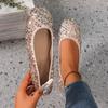 Shoes Female 2024 Fashion Slip On Women's Flats Spring Square Toe Solid Sequins Shallow Mouth Rubber Flats Basic Commuting Shoes