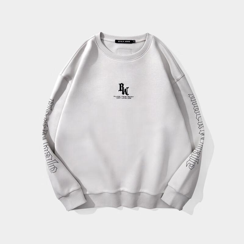 HLA Black Whale Men's Letter Print Crewneck Sweatshirt