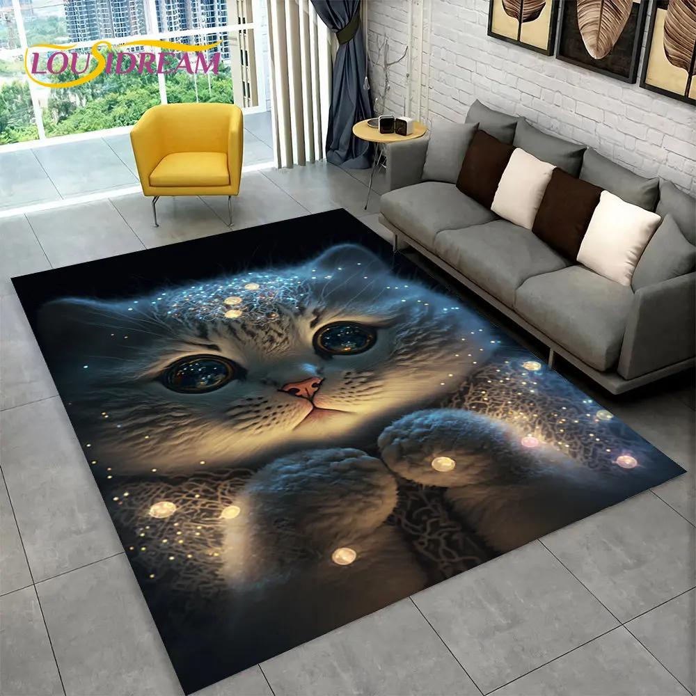 Большой коврик с 3D рисунком милого кота, ковер для гостиной, спальни, дивана, коврик для кухни, украшение для кухни, детский нескользящий напольный коврик