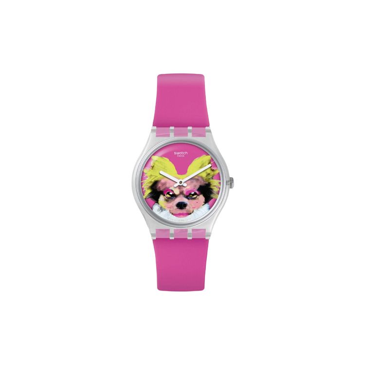 Swatch Серия Originals Кварцевый механизм Розовые Водонепроницаемые Часы 34 мм Розовый Циферблат Пластиковый Корпус Силиконовый Ремешок Женские часы GE267