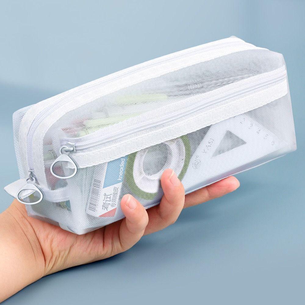 Сетчатый пенал Прозрачная косметичка Новые прозрачные пеналы Школьные офисные принадлежности