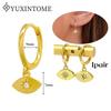 YUXINTOME 925 Silver Ear Needle Zircon Hoop gold Earrings For Women Square Plate Pendant Cutout Heart Earrings Fashion Jewelry