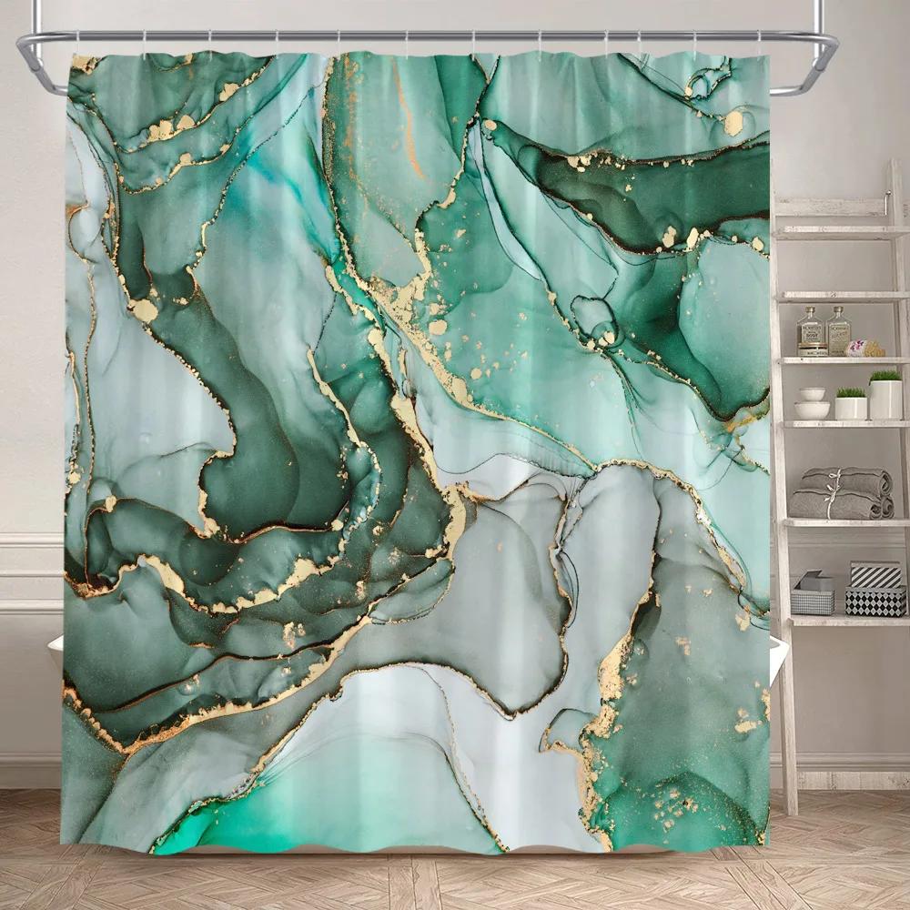 Горячий Мрамор Набор Занавесок для Душа Креативное Искусство Акварельными Чернилами Геометрический Современный Декор для Ванной Комнаты Коврик для Пола Коврики для Ванной Крышка для Унитаза