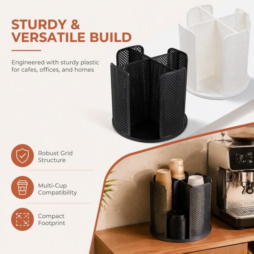360 Rotating Coffee Cup Organizer 4 Compartment Rotating Cup Holder Desktop Cup Rack For Office