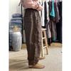New Summer Sand Washing Old Cotton and Linen Wide-leg Casual Pants for Women Loose and Tight Waist Trendy Carrot Pants