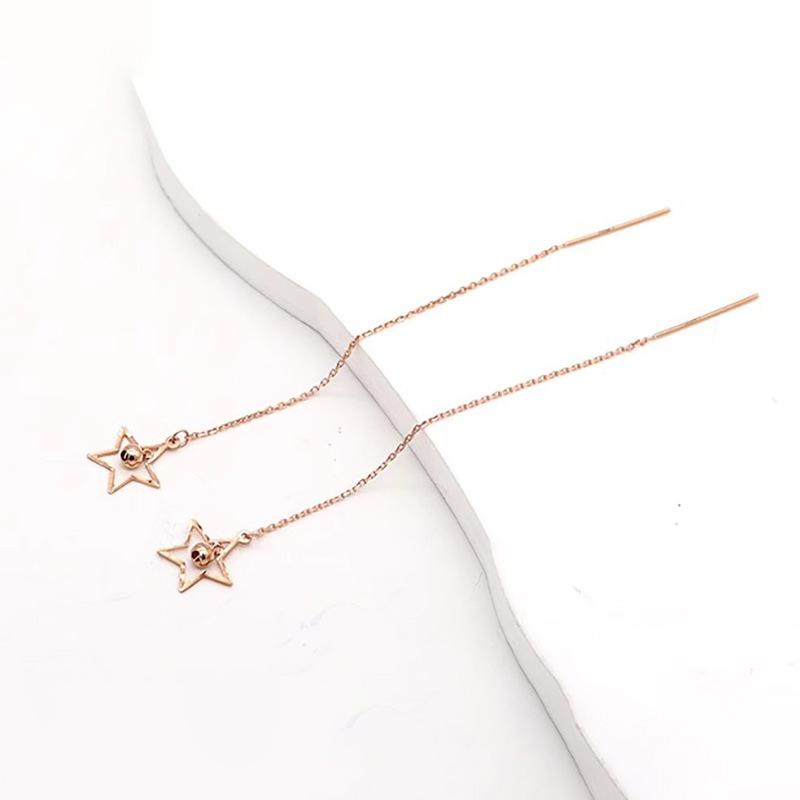 Exquisite Russian Purple Gold Star Round Bead Long Hollow Earphone Plated Rose Gold Pentagram Delicate Earphone Female