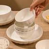 Household Ceramic Rice Bowl 4.5 Inch Japanese Stripe New Simple White Tableware High Aesthetic Underglaze Colour Solid Soup Bowl