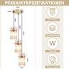 Suspension 3 flammes - NETTLIFE - Ø16 cm - Métal et verre - E27 3x25W - Or ambré réglable
