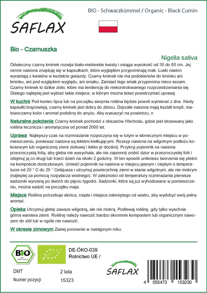 SAFLAX Garden in the Bag - Органический - Черный тмин - 300 семян - С субстратом в подходящем пакете - Nigella sativa