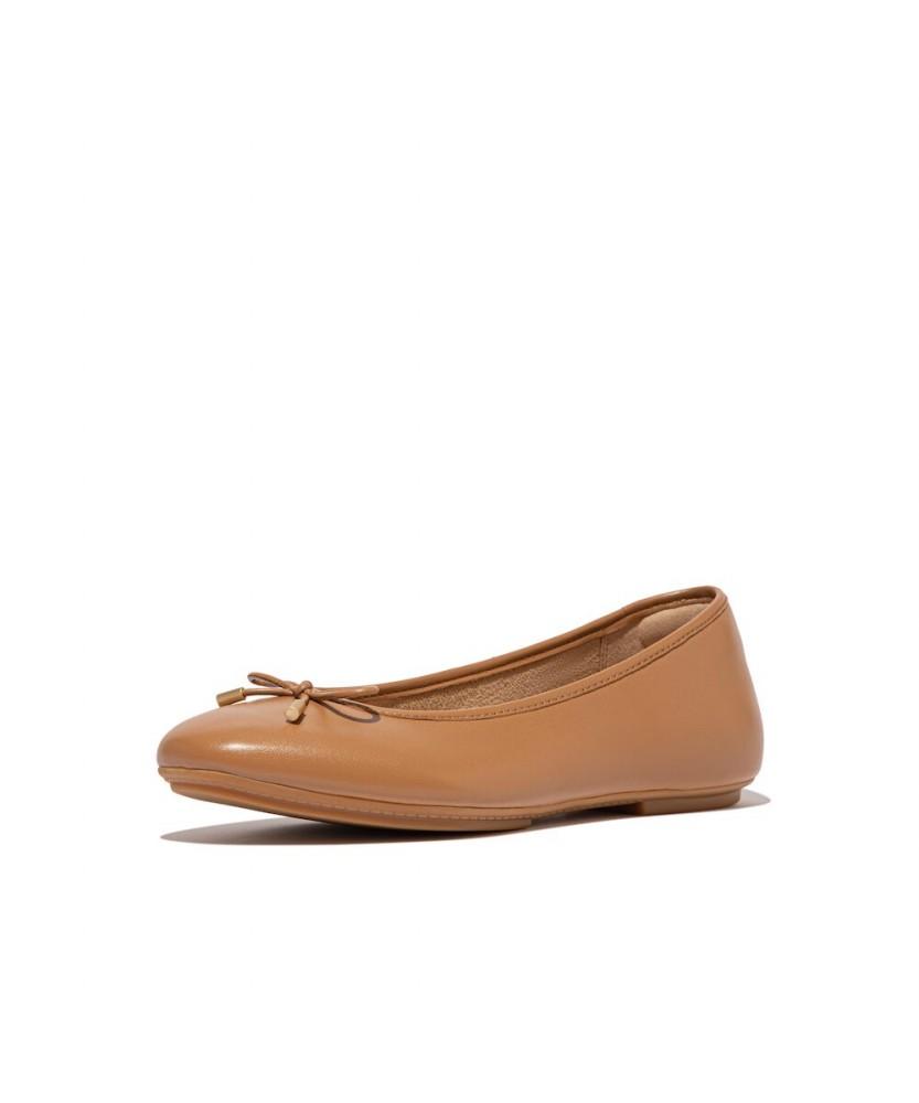 Fitflop Women'S Delicato Bow Soft Leather Ballerina Flats - Desert Tan (Ft61K2M01B)