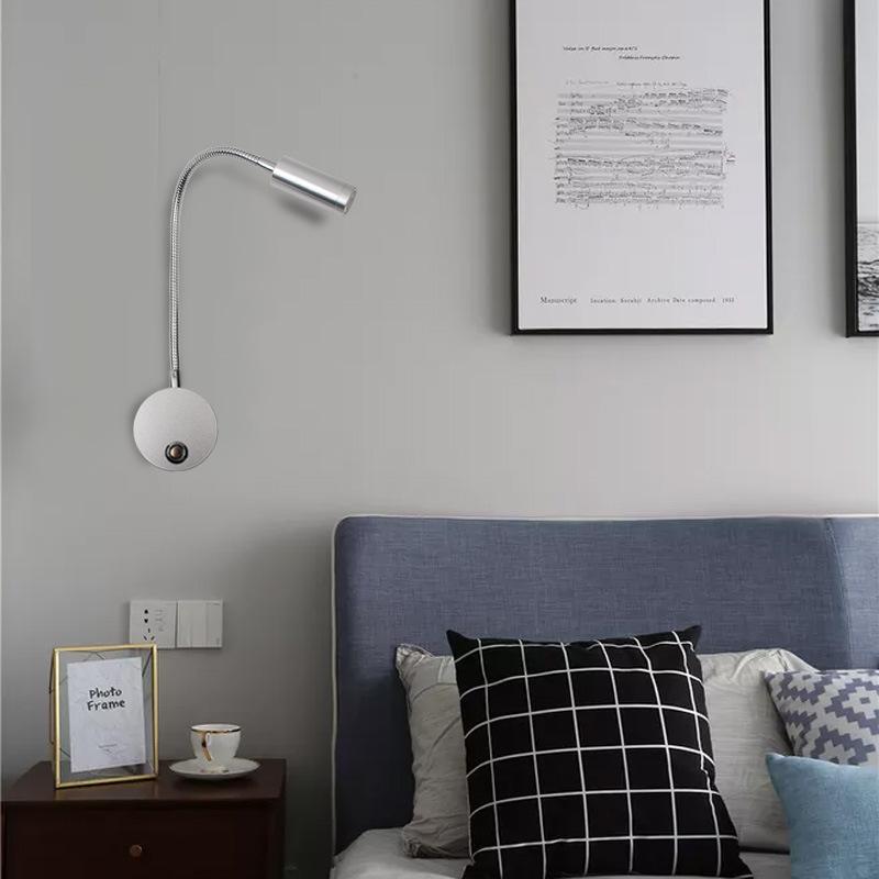Прикроватная лампа для чтения, светодиодная лампа с изменяемым углом наклона мощностью 3 Вт, настенный ночник теплого белого цвета, светильники Spot LED 90-260 В