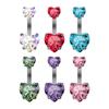 Stainless Steel Loving Heart Zircon Navel Stud Heart-Shaped Diamond Belly Ring Piercing Jewelry
