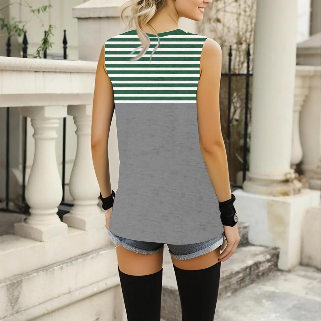 Women's Fashion Casual Daily Versatile Striped Texture Slim Fit Summer Vest Top