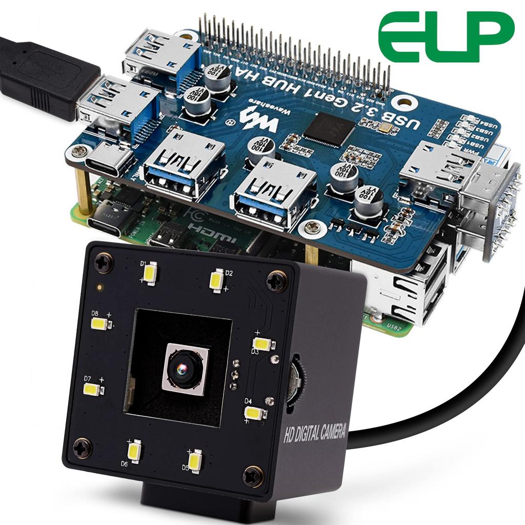 ELP 16MP Night Vision Webcam with Wide Compact 4K USB Camera for White LED UVC USB Mini Video Camera Laptop PC USB Camera for and Industrial Use