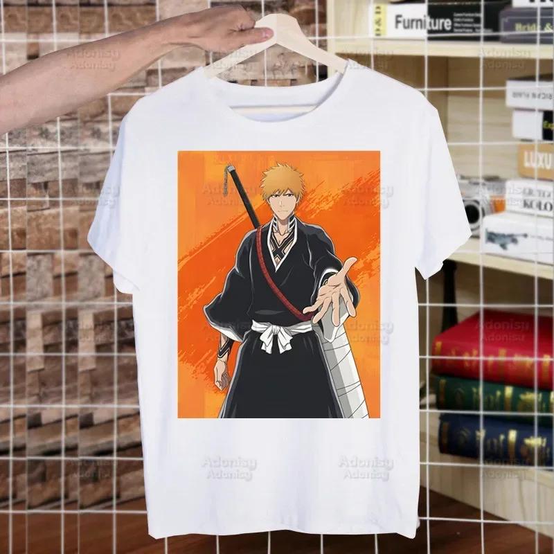 Bleach Зараки Кенпачи Куросаки Ичиго Футболки для парней О-образный вырез Короткий рукав Обычный Мужской рост Качество Мужская Хип-хоп футболка