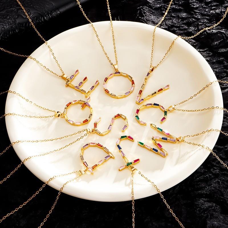 Женское металлическое колье с бриллиантами и цветными драгоценными камнями, Премиальный дизайн ручной работы, Колье с инициалом, Подарок для женщин, Праздничный подарок, Ювелирное украшение для вечеринки