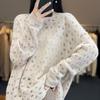 Женский свободный пуловер с круглым вырезом, ажурной вязкой, из чистой шерсти и кашемира