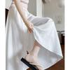 White Pleated Skirt Pants Women's Summer New Women's Clothing High Waist Drape A-word Skirt Casual Ice Silk Wide-leg Pants