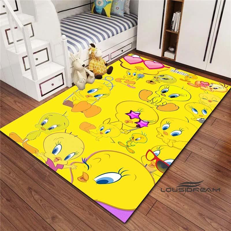 3D printed cartoon TweetyBird rug, suitable for living rooms, bedrooms, sofas, balconies, gardens, etc. Large-sized decorativ