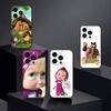 Милый Чехол для Телефона с Машей и Медведями Для iPhone17,16,15,14,13,12 Plus,Max Мягкий Силиконовый Черный Чехол