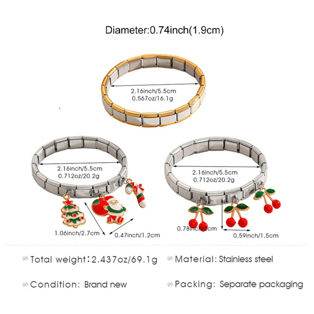 Stainless Steel Christmas Charm Bracelet for Men Women Strawberry Fruit Pendant Bangle Luxury No Fading Jewelry Gifts