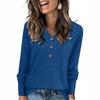 Women's Long Sleeve T-Shirts Loose Button Decor V Neck Tunic Tops Comfy Fall Going Out Casual Blouse