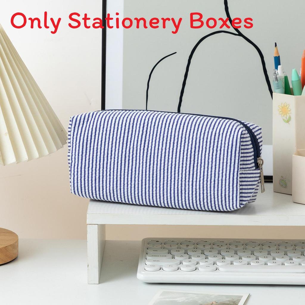 Bubble Yarn Stationery Bag With Embroidered Stripes For Office And School Use