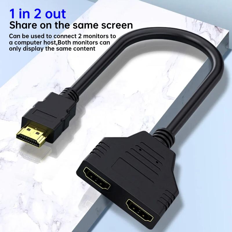 1 In 2 Out HDMI Splitter 1080P Dual Port Y Splitter Cable for PC TV Xbox PS3 HDMI-compatible Splitter