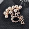 Brooch High-End Niche Silk Scarf Buckle Alloy Diamond Coat Pearl Corsage Pin Accessories