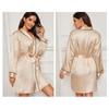 Новая сексуальная простая пижама на шнуровке, халат с длинными рукавами, кардиган, халат, свободная, удобная, повседневная, искусственный шелк, домашняя одежда