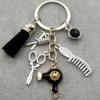 Fashion Hair Stylist Gift Tassel Keychain Mini Hair Dryer Scissors Comb Decoration Key Ring Creative Keychain