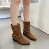 Зимняя мода 2024 Обувь Женские Высококачественные Ботильоны с Острым Носком Женские Однотонные Замшевые Ботильоны с Коротким Голенищем Zapatos De Mujer