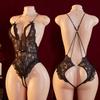 Кружевное черное сексуальное белье без ластовицы для женщин, полые боди, эротический костюм, платье-комбинация, глубокое V, открытый бюстгальтер, женское порно-нижнее белье
