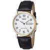 Q&Q Watch Analog Waterproof Date Day of the Week Leather Strap A206-504 Men's White