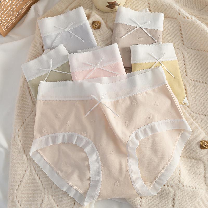 10A Antibacterial Seamless Lace Trim Cotton Women's Triangle Panties