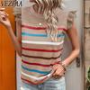 Женские модные повседневные летние весенние блузки и рубашки с круглым вырезом и короткими рукавами с полосатым принтом