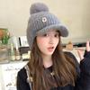 Hat for Women In Autumn and Winter Outdoor Bike Riding Warm and Cold Knitted Wool Hat Plus Velvet Thick Windproof Ear Protection Baseball Cap