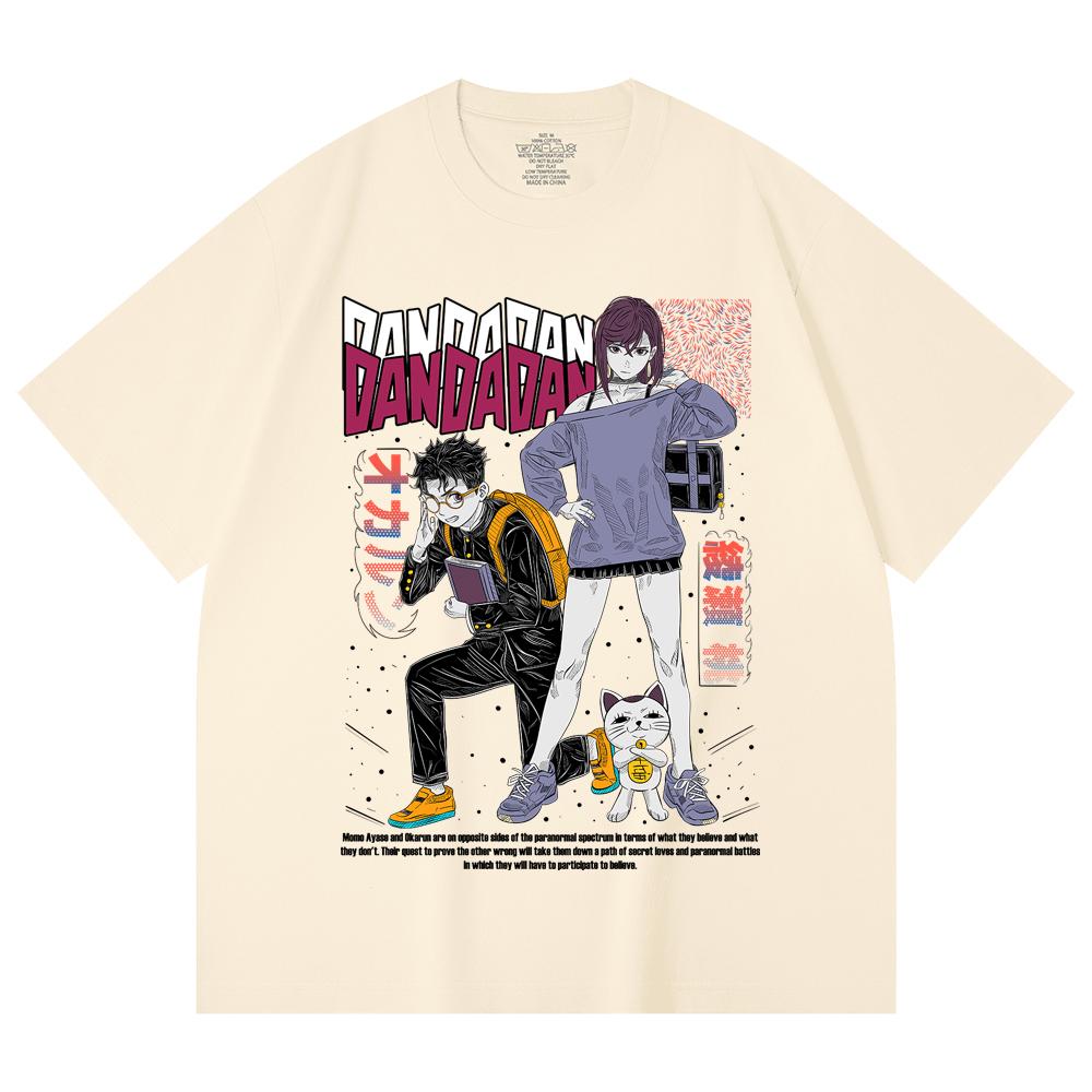 230 Gsm 100% Cotton Dandadan V1 Momo Okarun Print Unisex Heavy Cotton T Shirt