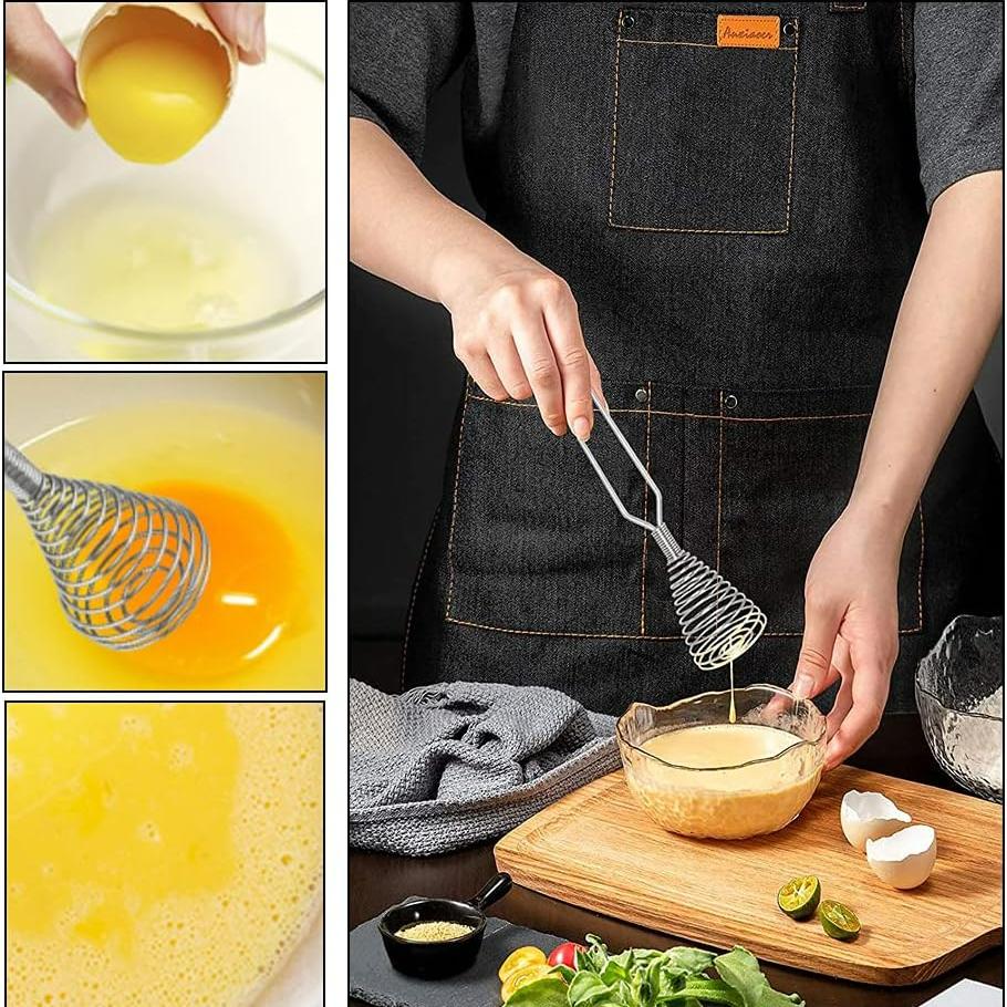 Stainless Steel Spring Coil Whisk Wire Cream Egg Beater Gravy Cream Hand Mixer Kitchen Tool For Mixing Blending Stirring