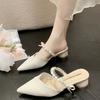 2024 New Summer Wear Fashion Pearl Pointed Toe Chunky Heel Fairy French Sandals High Heels Women Shoes Pumps